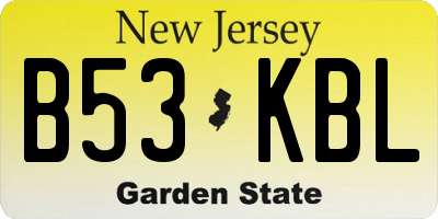 NJ license plate B53KBL