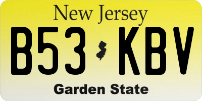 NJ license plate B53KBV