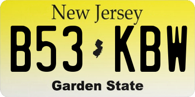 NJ license plate B53KBW