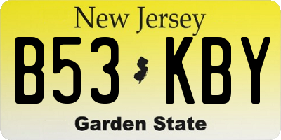 NJ license plate B53KBY