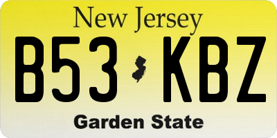 NJ license plate B53KBZ