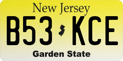 NJ license plate B53KCE