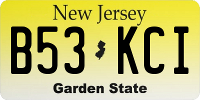 NJ license plate B53KCI