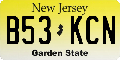 NJ license plate B53KCN