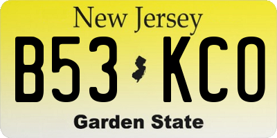 NJ license plate B53KCO