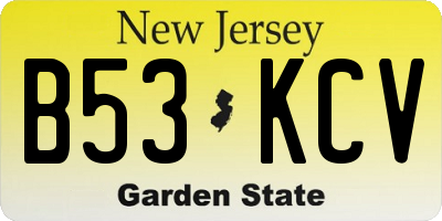 NJ license plate B53KCV