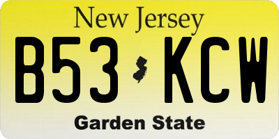 NJ license plate B53KCW
