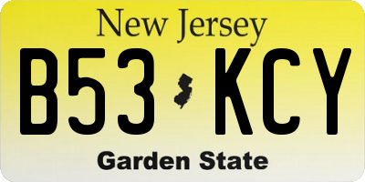 NJ license plate B53KCY