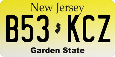 NJ license plate B53KCZ