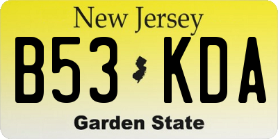 NJ license plate B53KDA