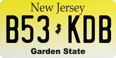 NJ license plate B53KDB