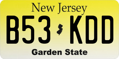 NJ license plate B53KDD