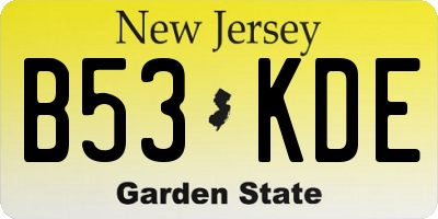 NJ license plate B53KDE
