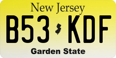 NJ license plate B53KDF