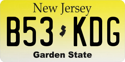 NJ license plate B53KDG