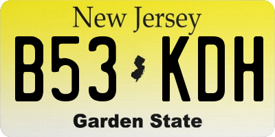 NJ license plate B53KDH