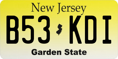 NJ license plate B53KDI