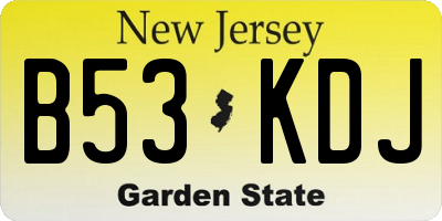 NJ license plate B53KDJ