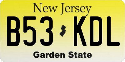 NJ license plate B53KDL