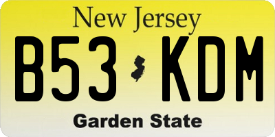 NJ license plate B53KDM