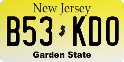 NJ license plate B53KDO