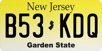NJ license plate B53KDQ