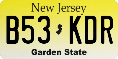 NJ license plate B53KDR