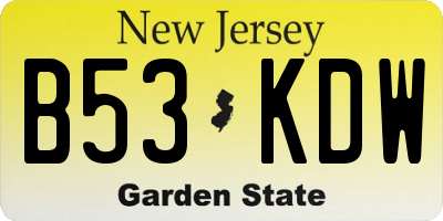NJ license plate B53KDW