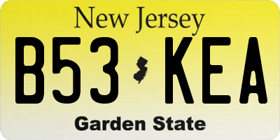 NJ license plate B53KEA