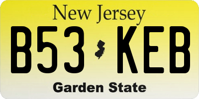 NJ license plate B53KEB