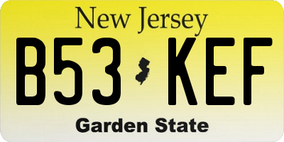 NJ license plate B53KEF