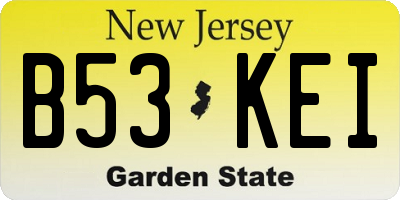 NJ license plate B53KEI