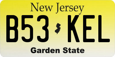 NJ license plate B53KEL