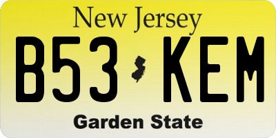 NJ license plate B53KEM
