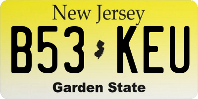 NJ license plate B53KEU
