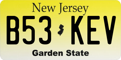 NJ license plate B53KEV