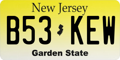NJ license plate B53KEW