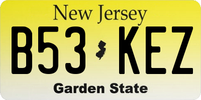 NJ license plate B53KEZ