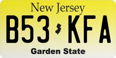 NJ license plate B53KFA