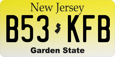 NJ license plate B53KFB