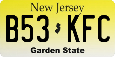 NJ license plate B53KFC