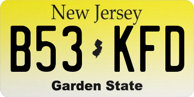 NJ license plate B53KFD