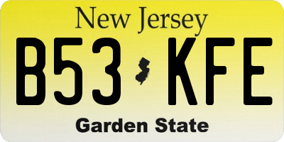 NJ license plate B53KFE