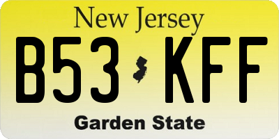 NJ license plate B53KFF