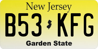 NJ license plate B53KFG