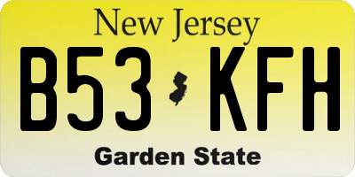 NJ license plate B53KFH