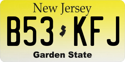 NJ license plate B53KFJ