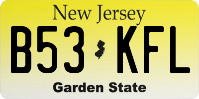 NJ license plate B53KFL