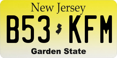 NJ license plate B53KFM