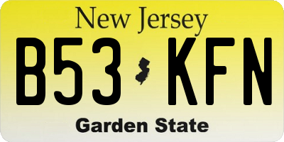 NJ license plate B53KFN